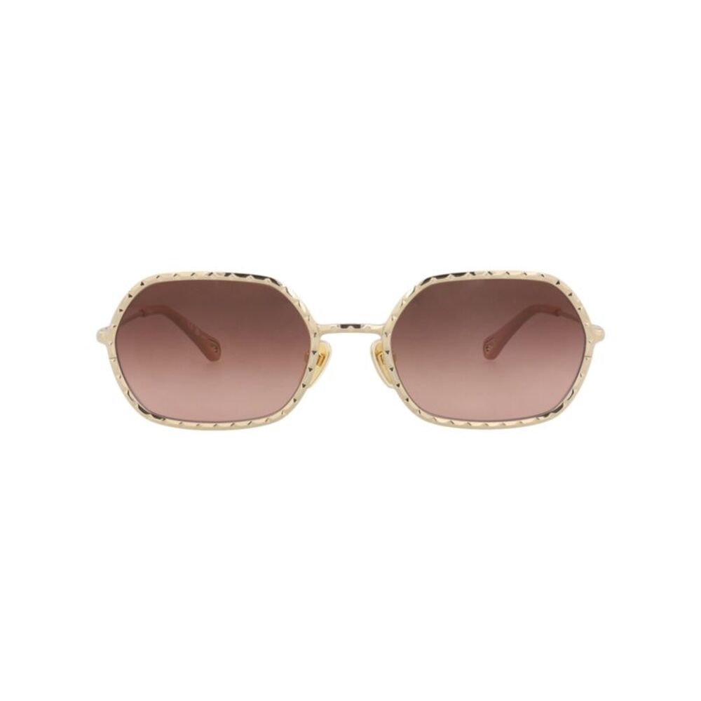Chloé Round-Frame Metal Sunglasses Gold Womens